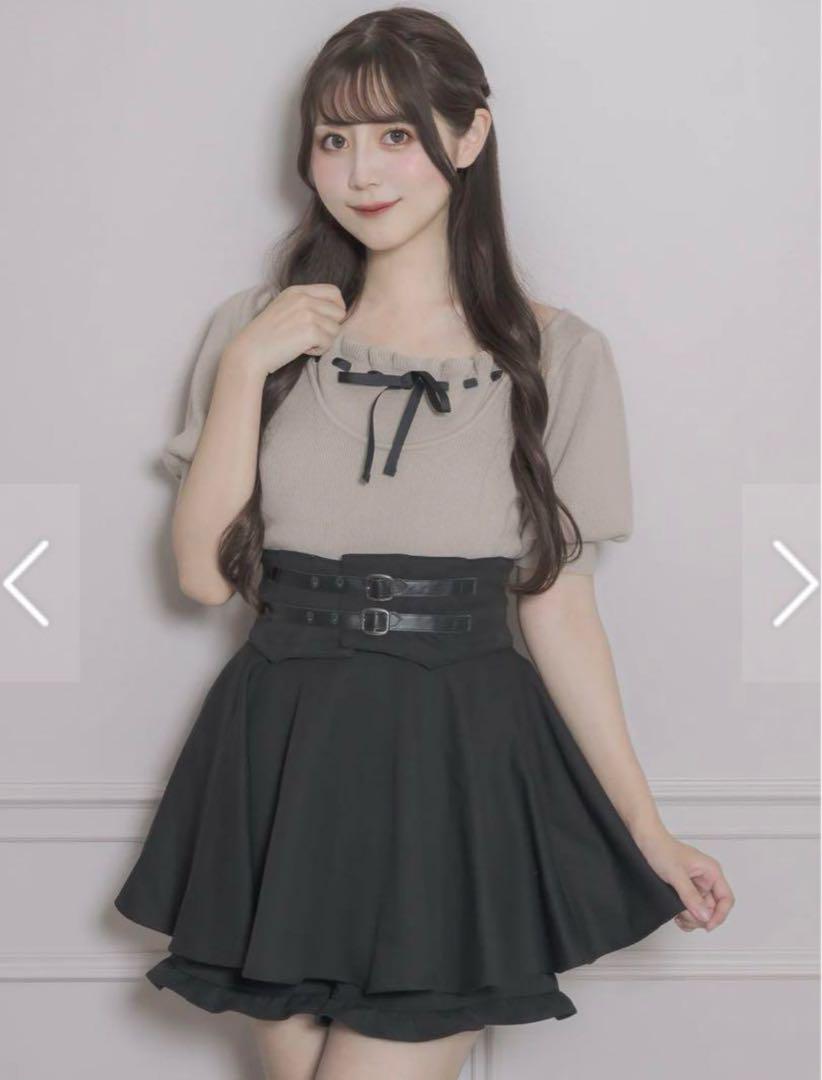 pium フリルキャミレイヤードニットトップス ピンクベージュ pium フリルキャミレイヤードニットトップス ピンクベージュ