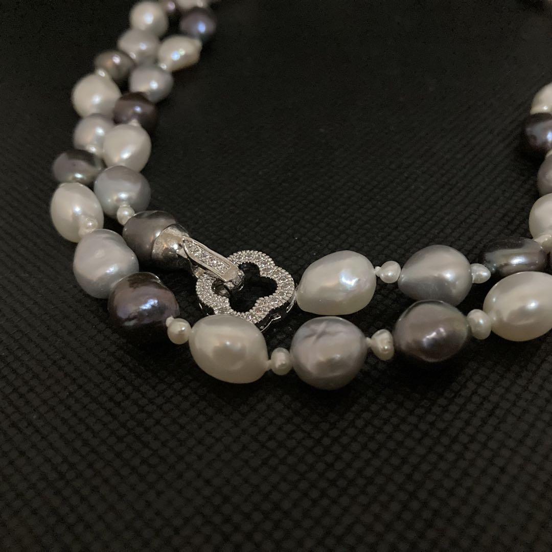 ✨美品✨本真珠 バロック パール ロングネックレス 金具 約3.1〜3.6mm