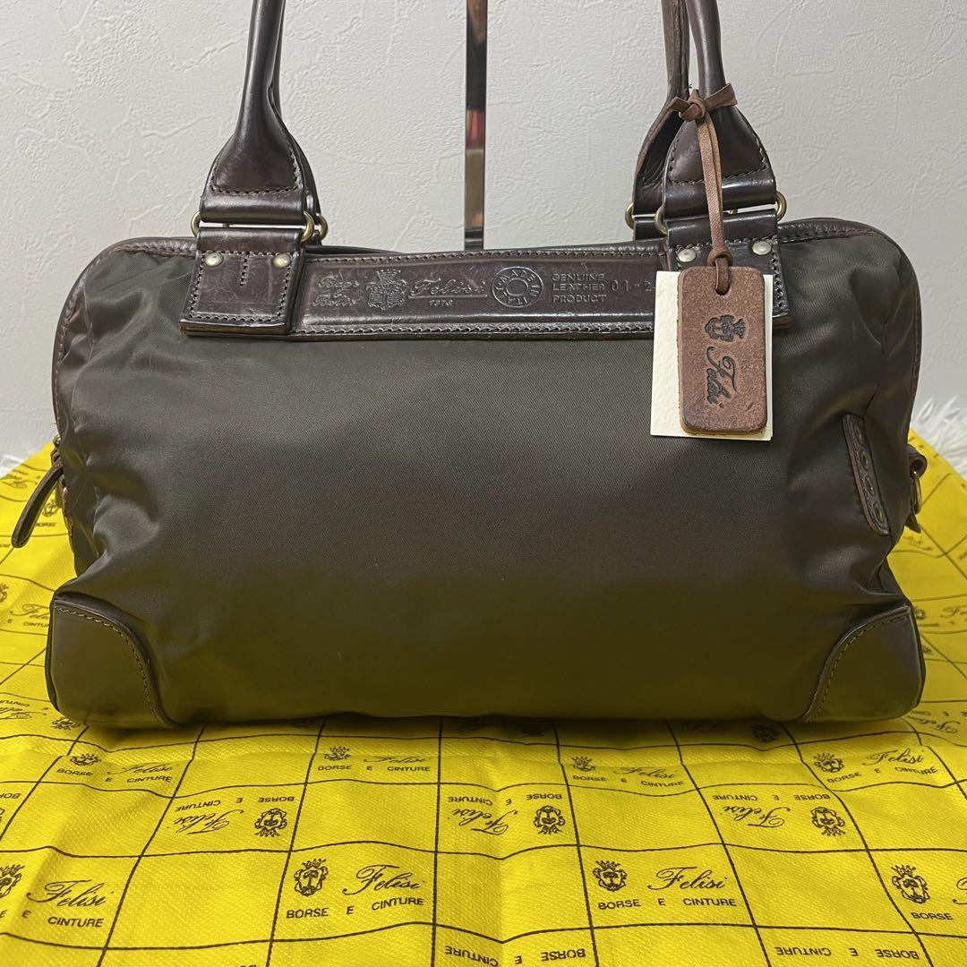 フェリージ　ミニボストン（黒） 美品✨フェリージ ミニボストンバッグ 01-27 カーキ ナイロン