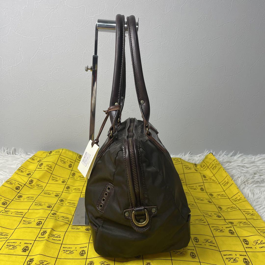 フェリージ　ミニボストン（黒） 美品✨フェリージ ミニボストンバッグ 01-27 カーキ ナイロン