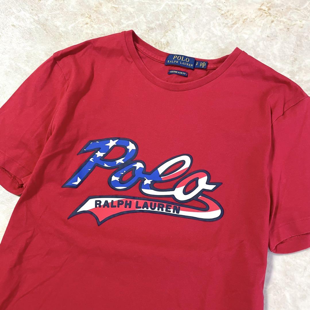 POLO RALPH LAUREN ロゴプリント クルーネック 半袖Tシャツ 赤