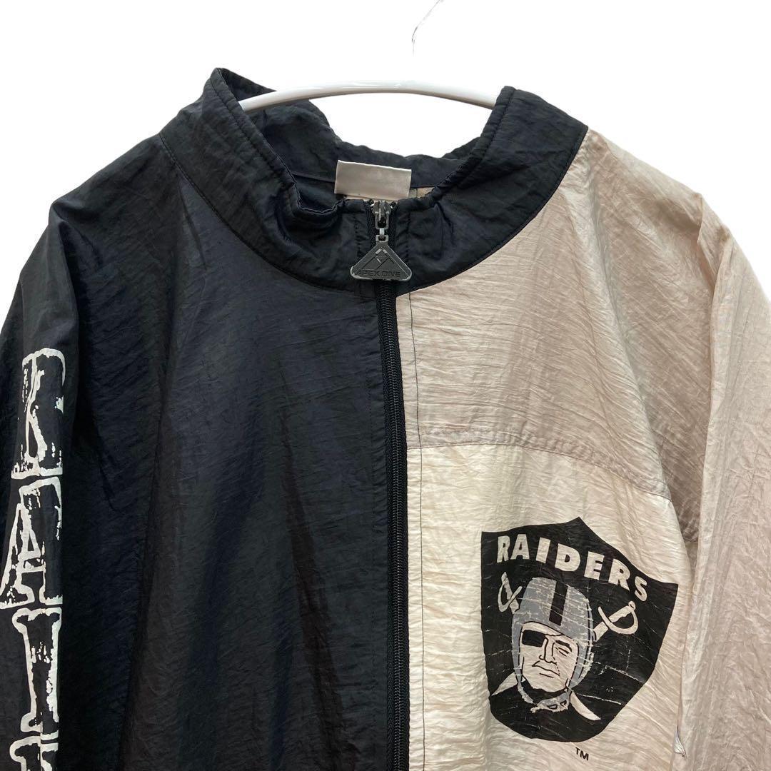 NFL RAIDERS ロサンゼルスレイダース プリントナイロンジャケット 古着