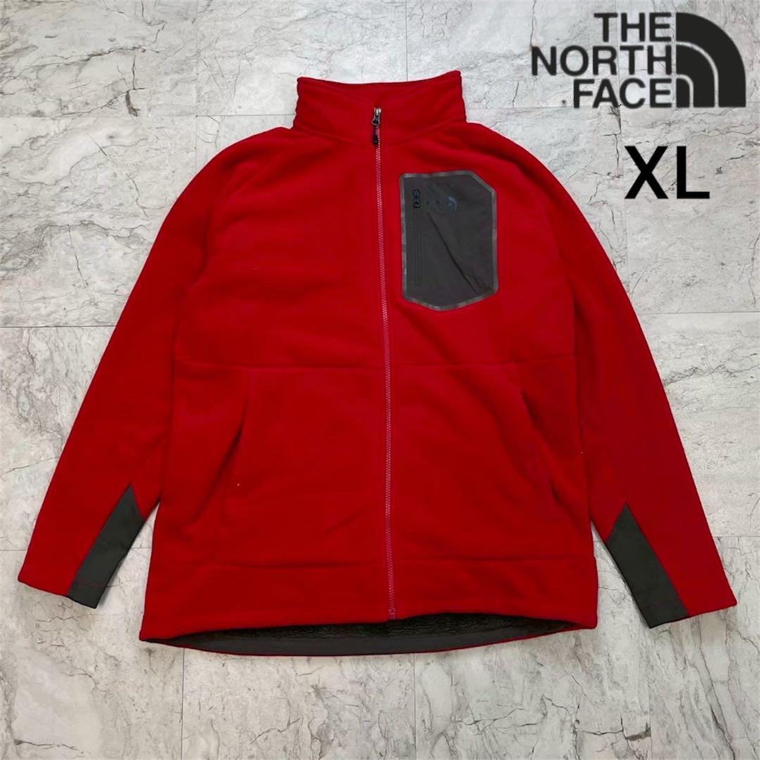 ノースフェイス　フリースジャケット　メンズ　XL　レッド　フリース　裏起毛 赤