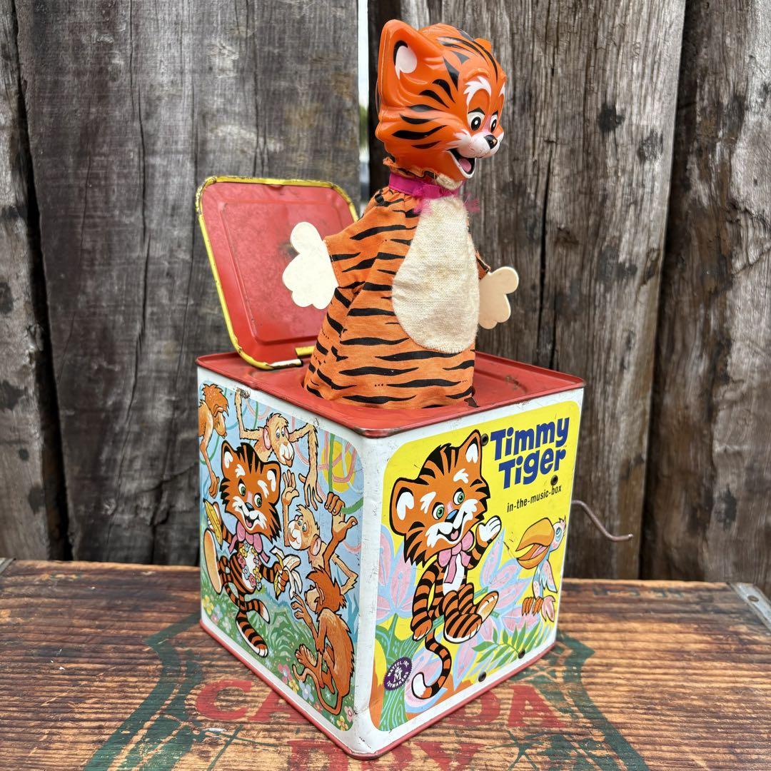 【1968 USA vintage】MATTEL びっくり箱　トラ　おもちゃ