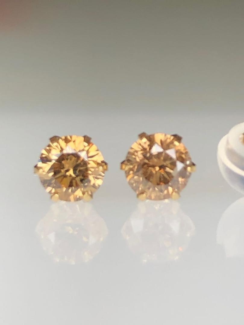 【税込?送料無料】 k18 天然ダイヤモンドピアス 計0.5ct ブラウン系 アクセサリー