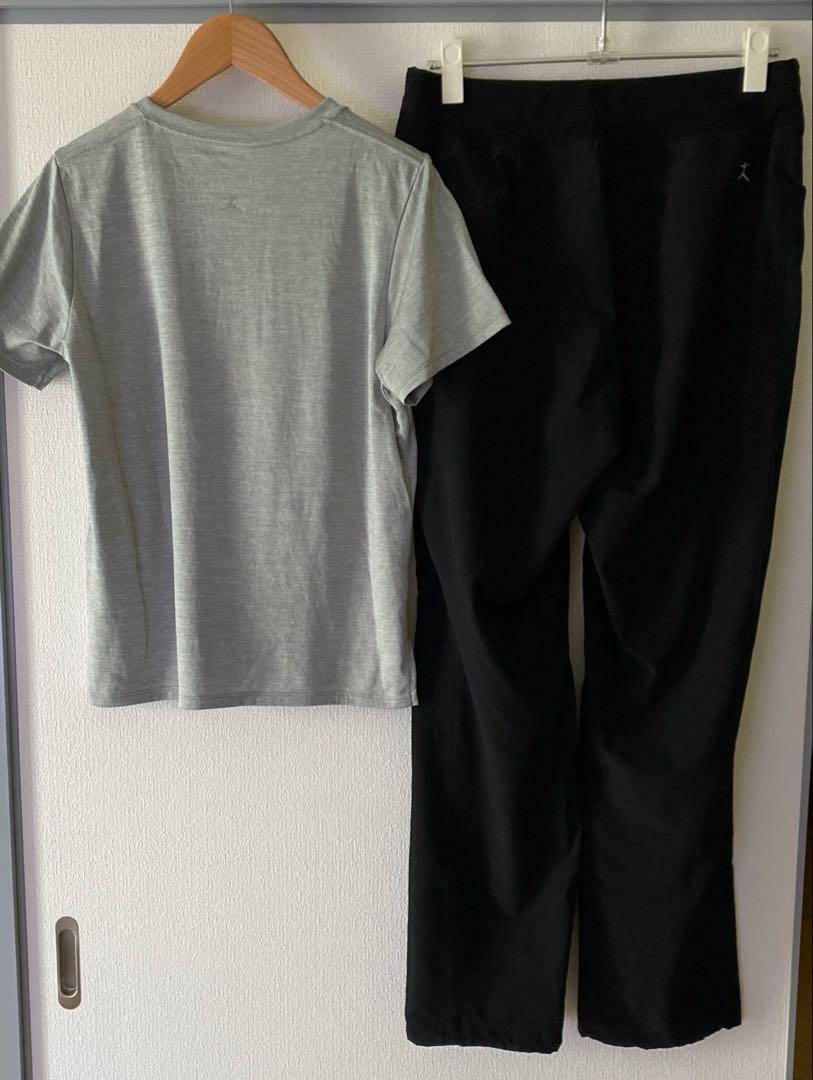 2025年レディースファッション福袋特集 DANSKIN 】ダンスキン 黒いパンツLとグレーTシャツMの2点セット ウォーキング・ランニングウェア