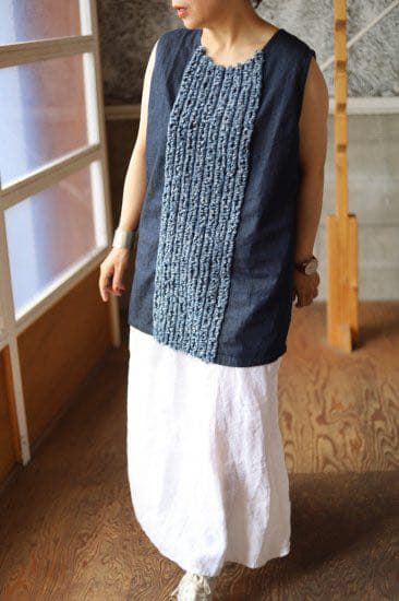 高城染工 blue in green フリンジブラウス デニム sonus-records.com