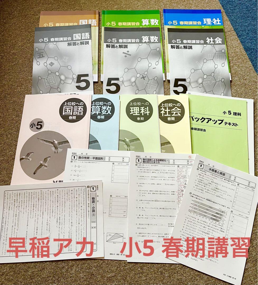 早稲田アカデミー】小5 春期講習テキスト 確認テスト 上位校