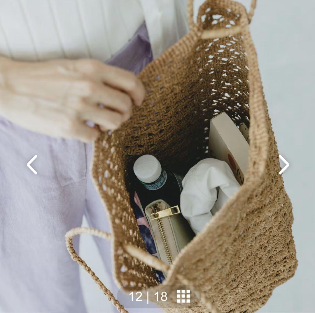 北欧、暮らしの道具店　ラフィアのトートバッグ（丸底）
