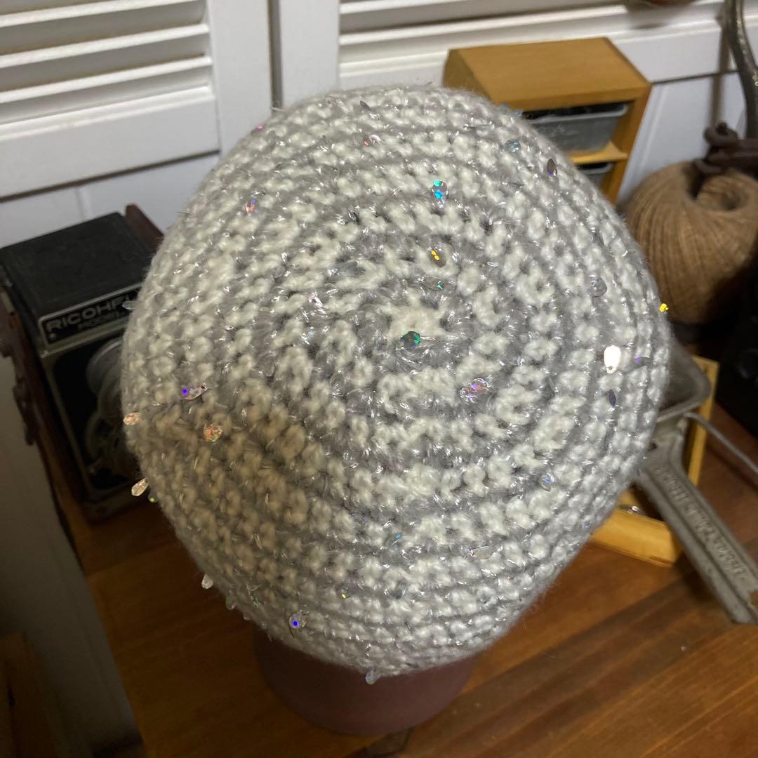 353　クロシェハット　クラッシャーハット　手編　１点もの　バケットハット　レア 3532点で1000円引きバケットハット クラッシャーハット クロシェ