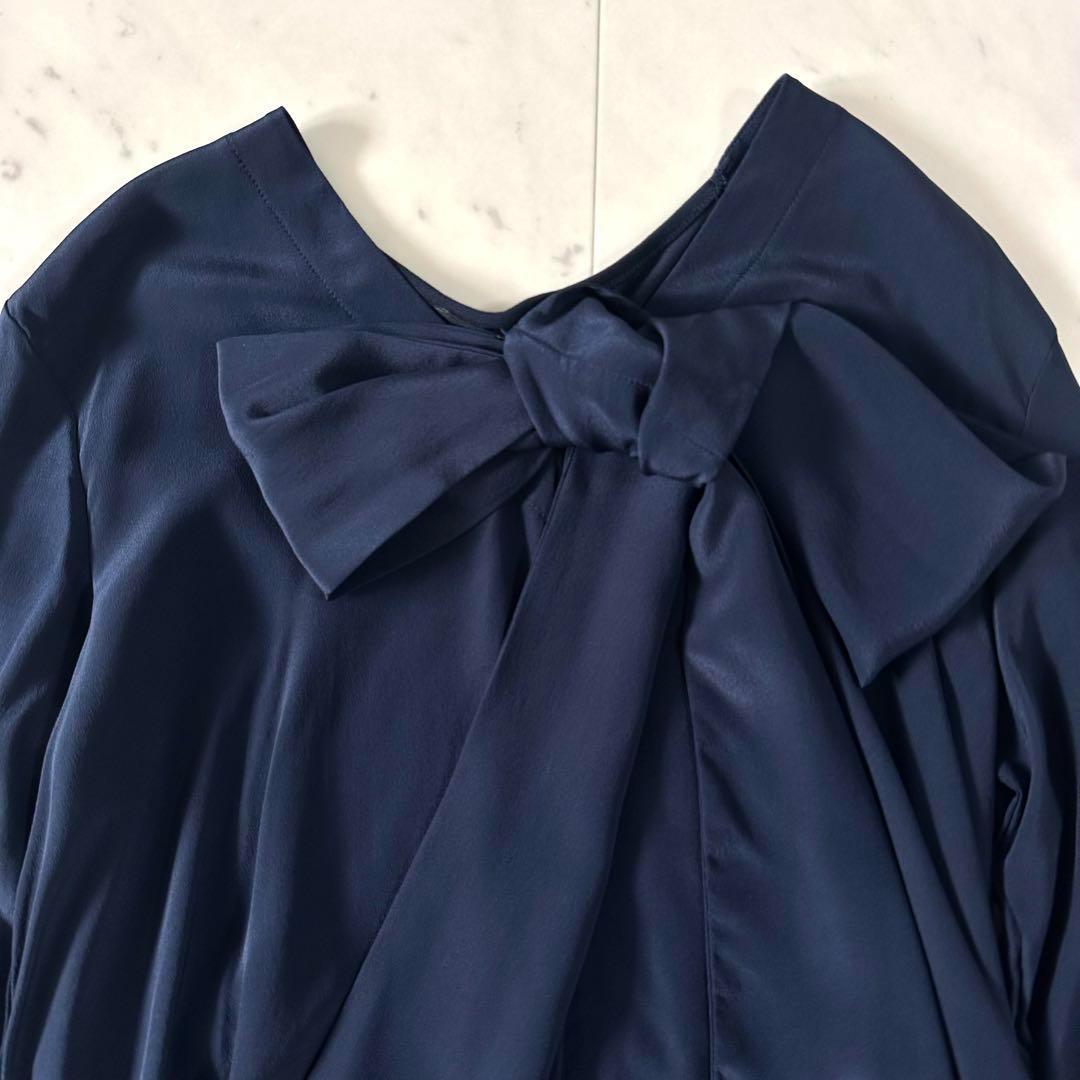 美品】 MaxMara ボウタイ ブラウス シルク 100 犬柄 M リボン
