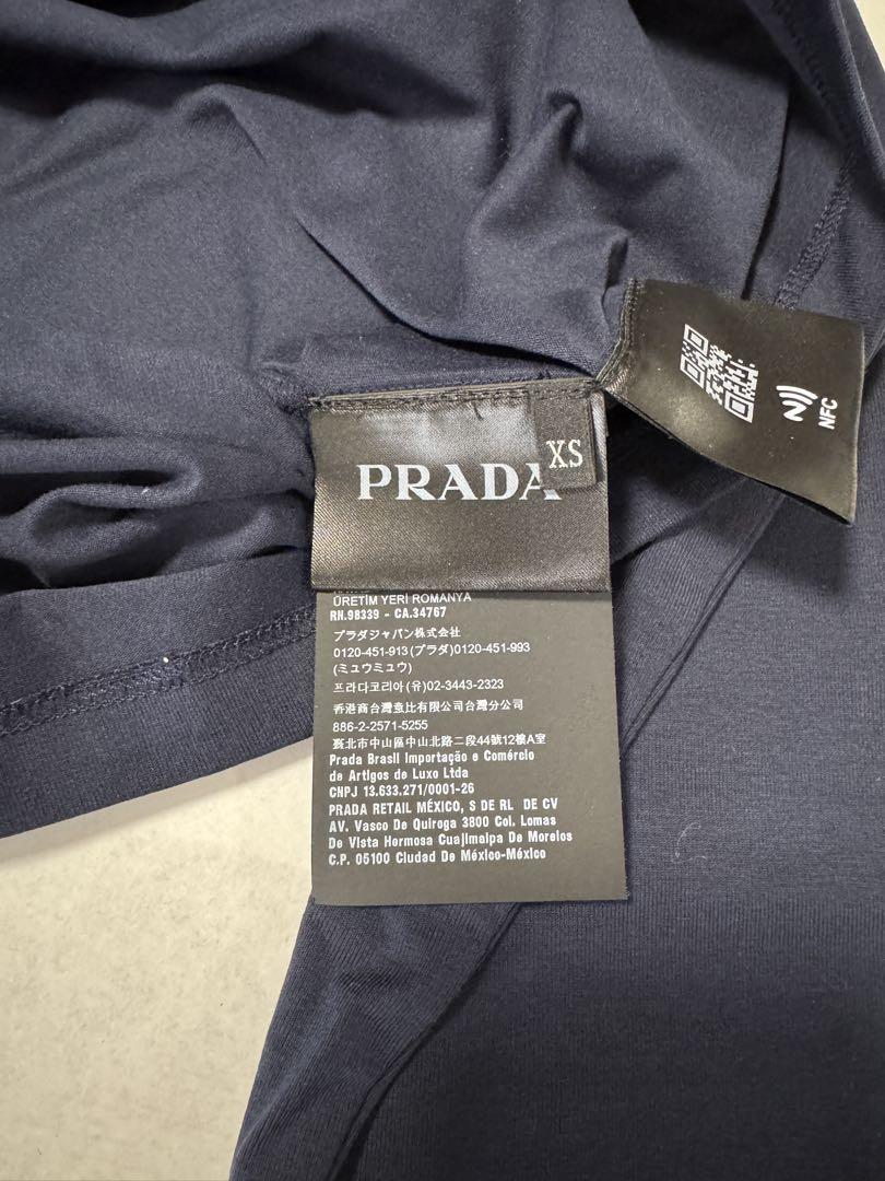 PRADA ネイビー 長袖シャツ サテンポケット付き