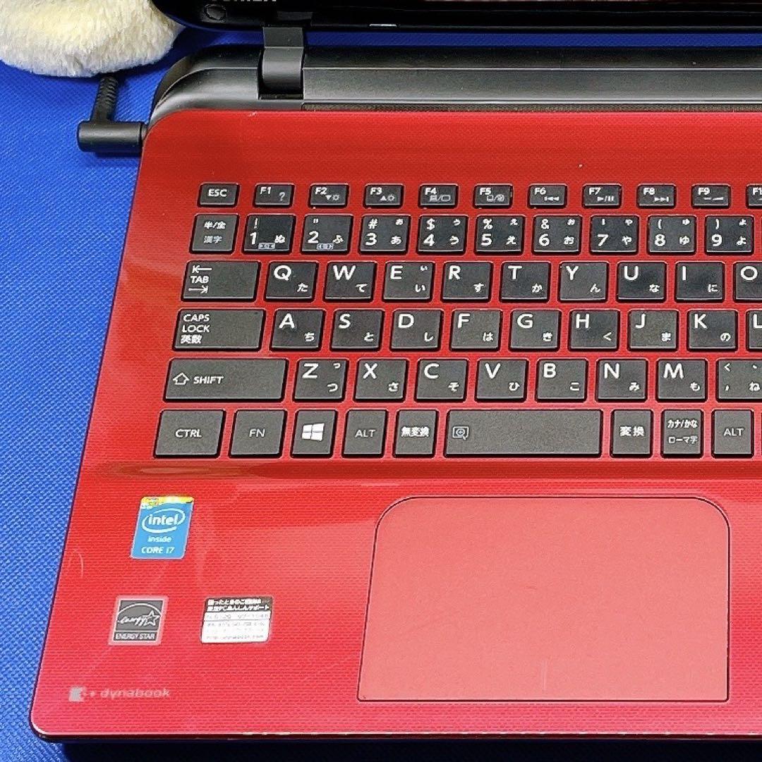 動作良好❣️Corei7✨東芝赤 ノートパソコン 快適SSDブルーレイカメラ薄型 高性能Corei7！サクサク高速SSD✨東芝赤ノートPC！ブルーレイ