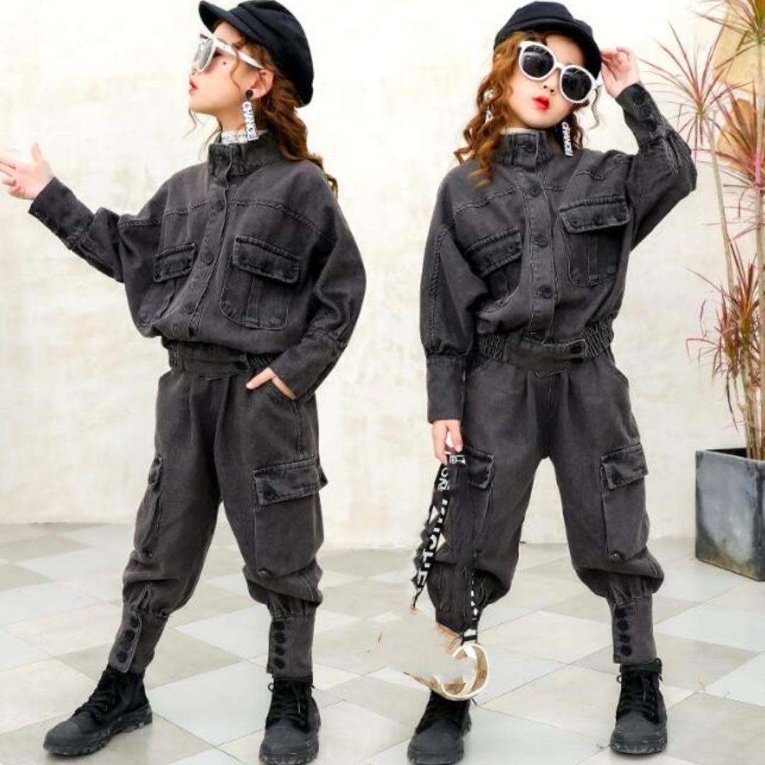 キッズ オールインワン風 デニム セットアップ ジャケット