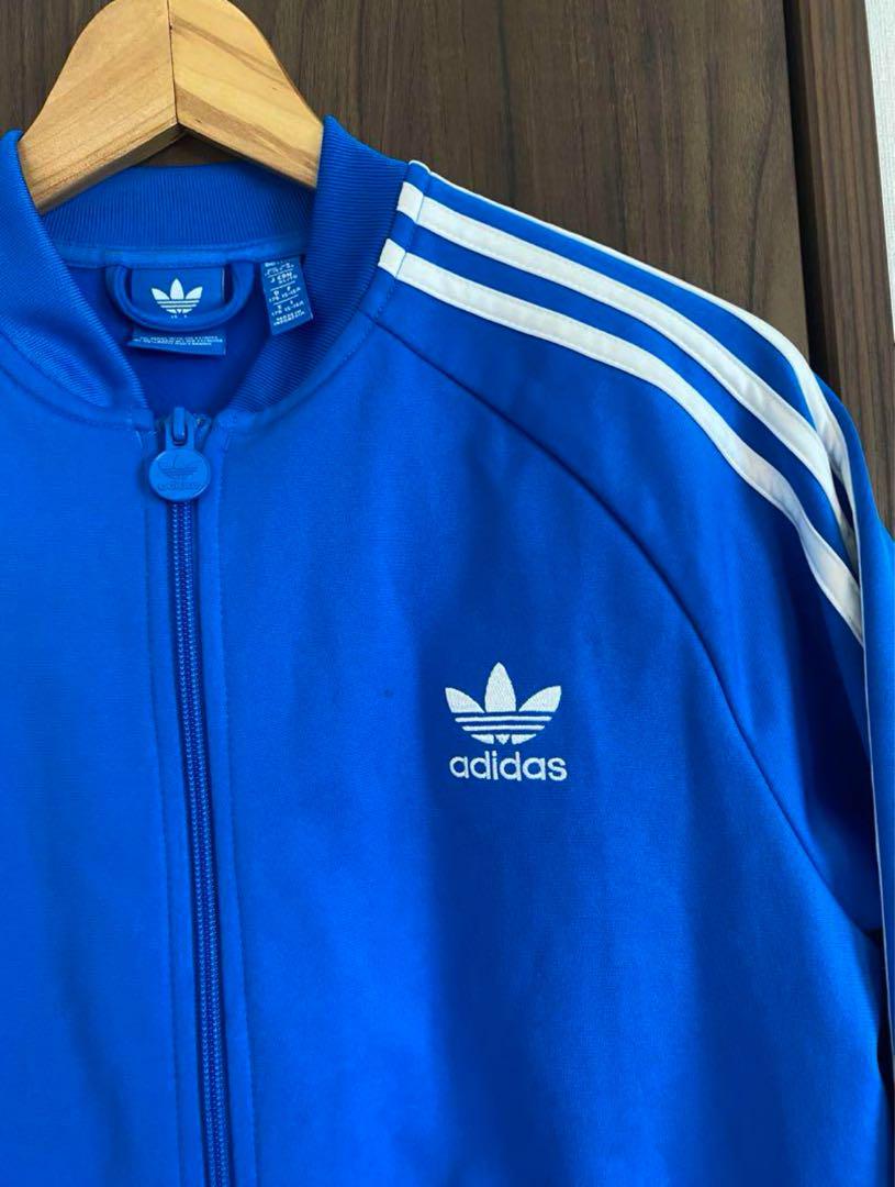 adidas 青 ジャージ 3本ライン