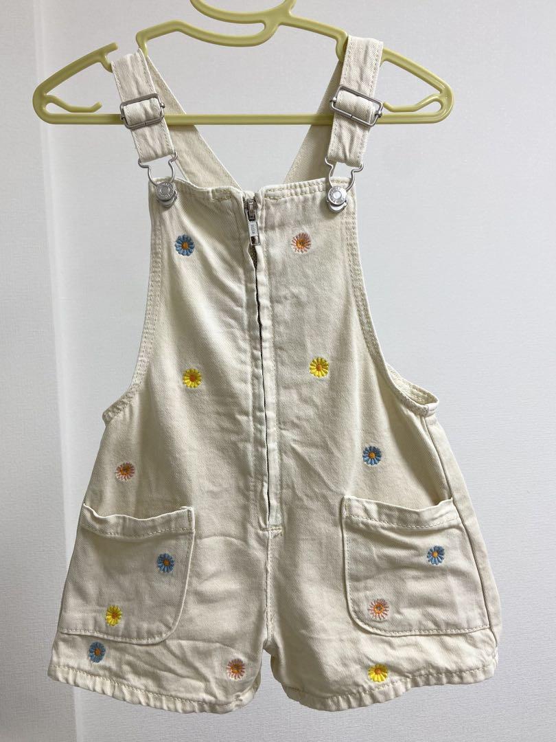 ZARA kids 92cm（2years）サロペット花柄刺繍 フロントジップ