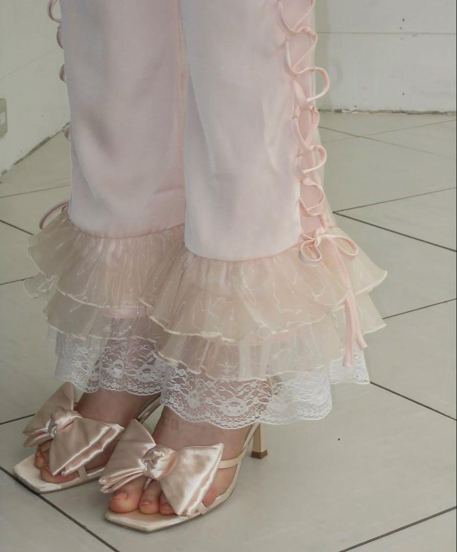 パンツ treat urself lace up frill pants (pink) treat urself lace up frill pants (pink) - メルカリ