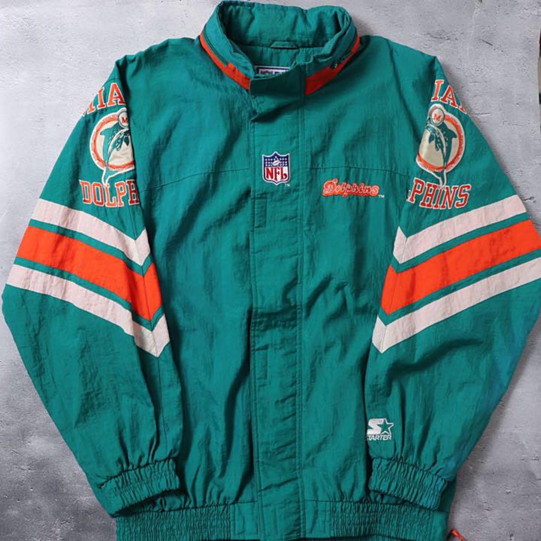 ドルフィンズ XL スターター 総刺繍 ナイロン ジャケット starter