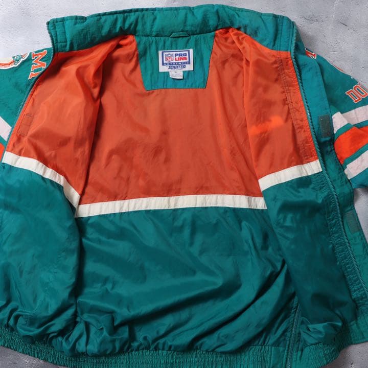 ドルフィンズ XL スターター 総刺繍 ナイロン ジャケット starter