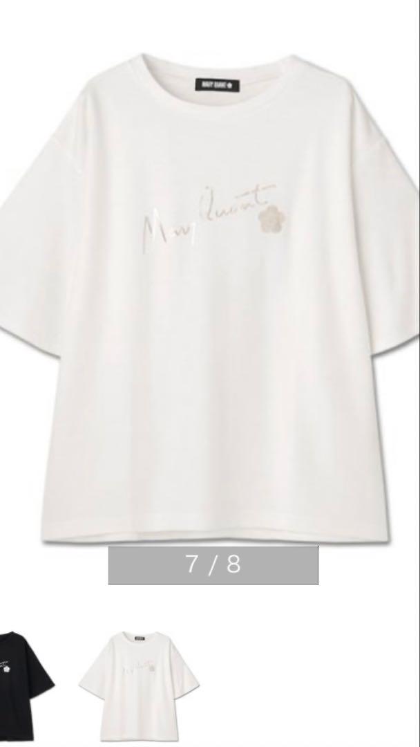 マリークワント　ホワイト 箔プリントロゴ入り 五分袖TシャツMサイズ