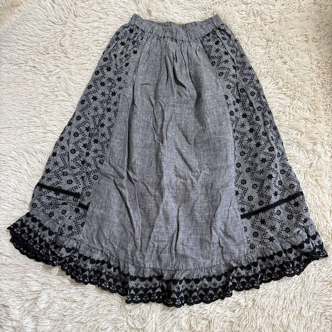 サマンサモスモス kazumiコラボ リバーシブル 刺繍 レース スカート