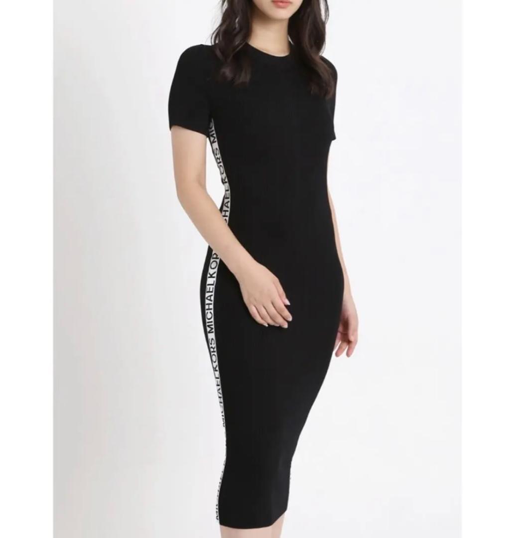 【新品】MICHAEL KORS 黒 半袖ニットワンピース　M