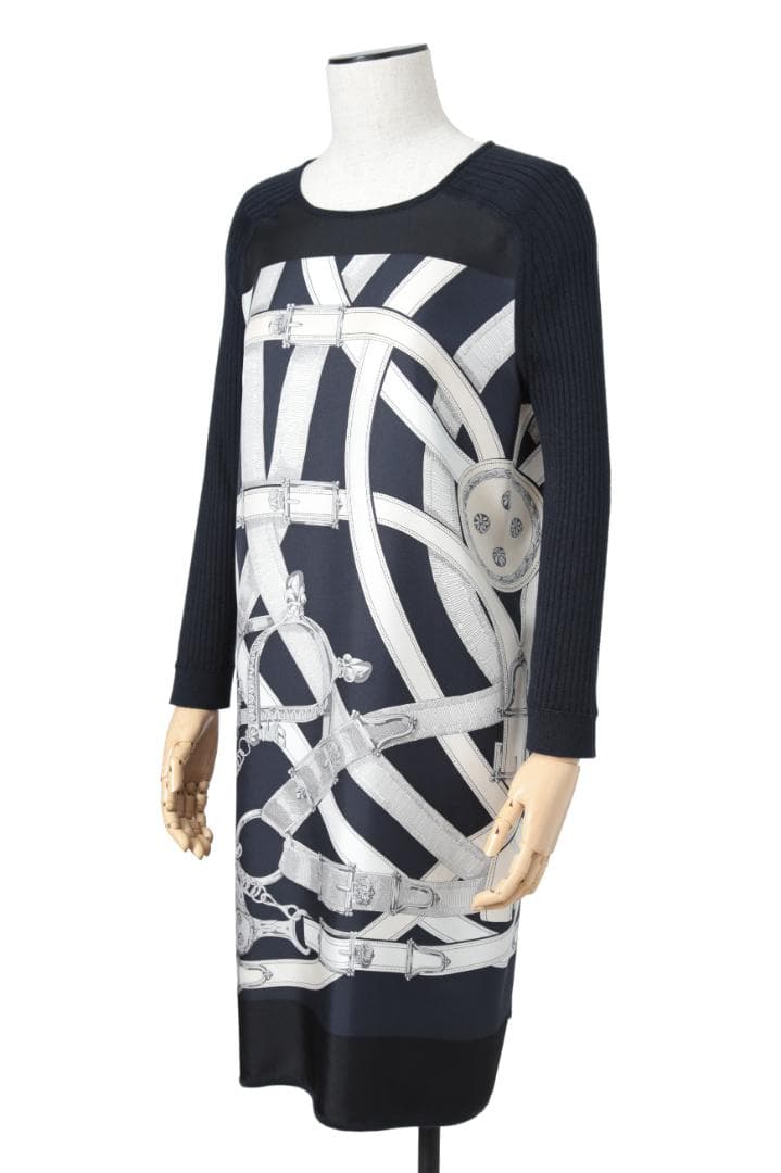 エルメス 2017年春夏モデル ツイルレーヌ シルクプリント ニット ワンピース