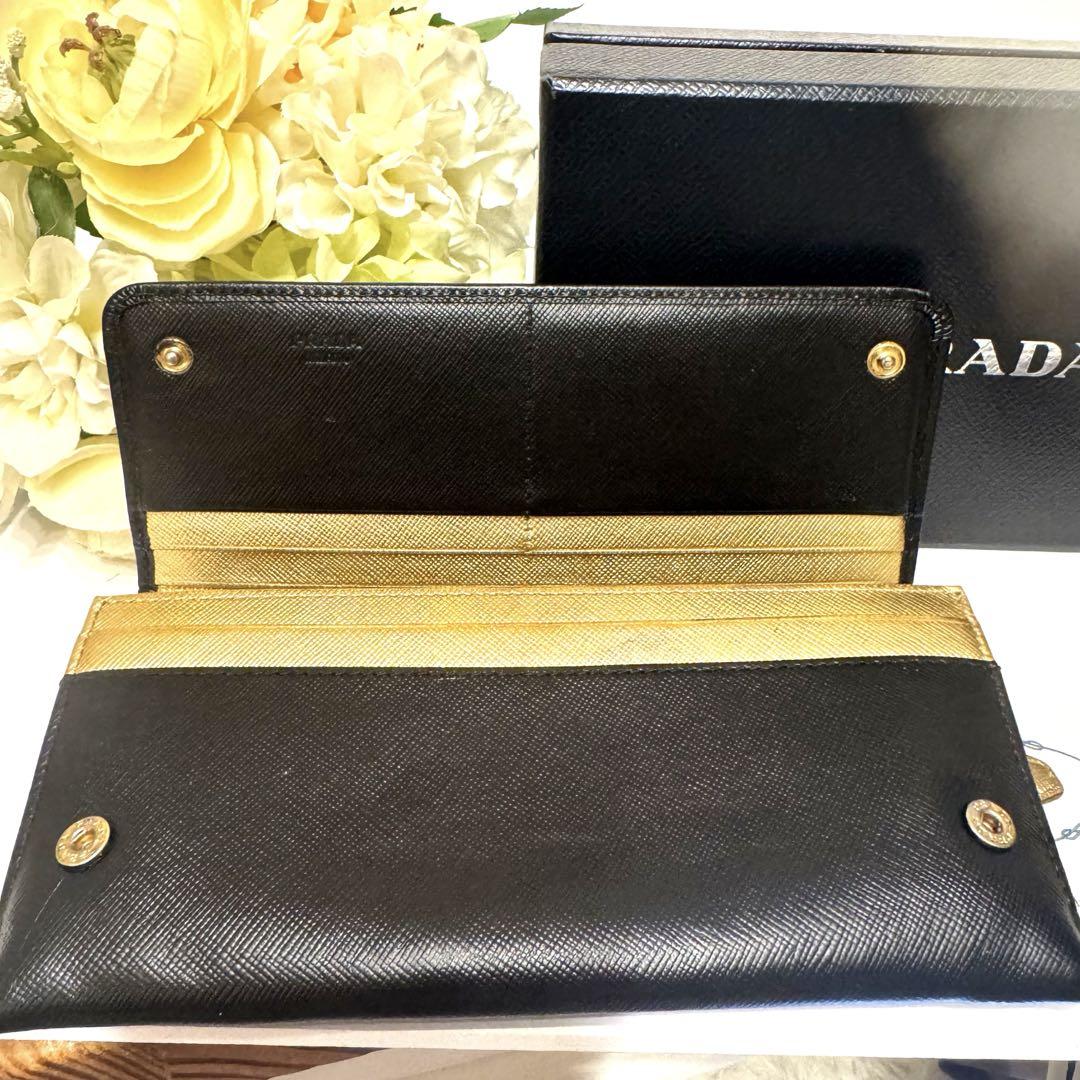 PRADA プラダ リボン 長財布 サフィアーノレザー ブラック Gカード付き