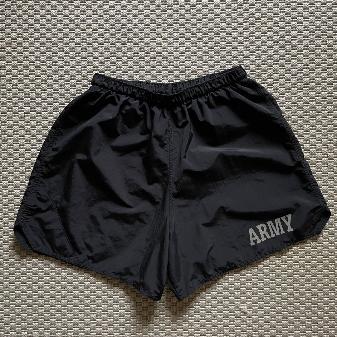 00s U.S.ARMY PFU ナイロン トレーニング ハーフパンツ 黒 M