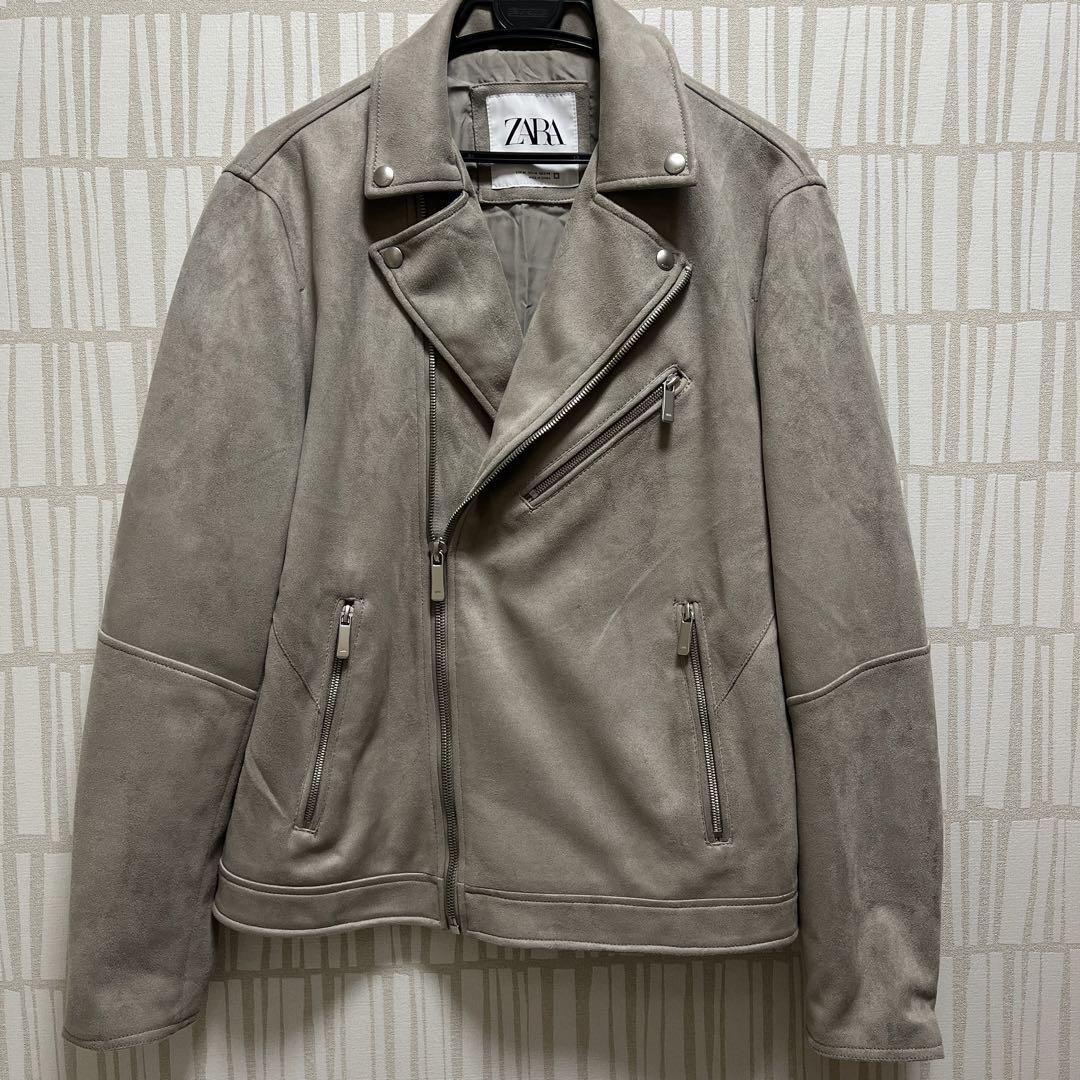 ずっと気になってた M ライダースジャケット スエード ZARA グレー メルカリ - ジャケット・アウター