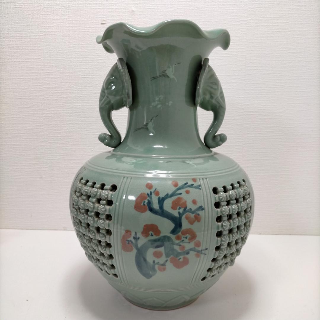 磁器人形 壺 花瓶 高麗青磁 壺 花瓶 花器 生花 立花 花器 像耳飾り 20250516-7Y