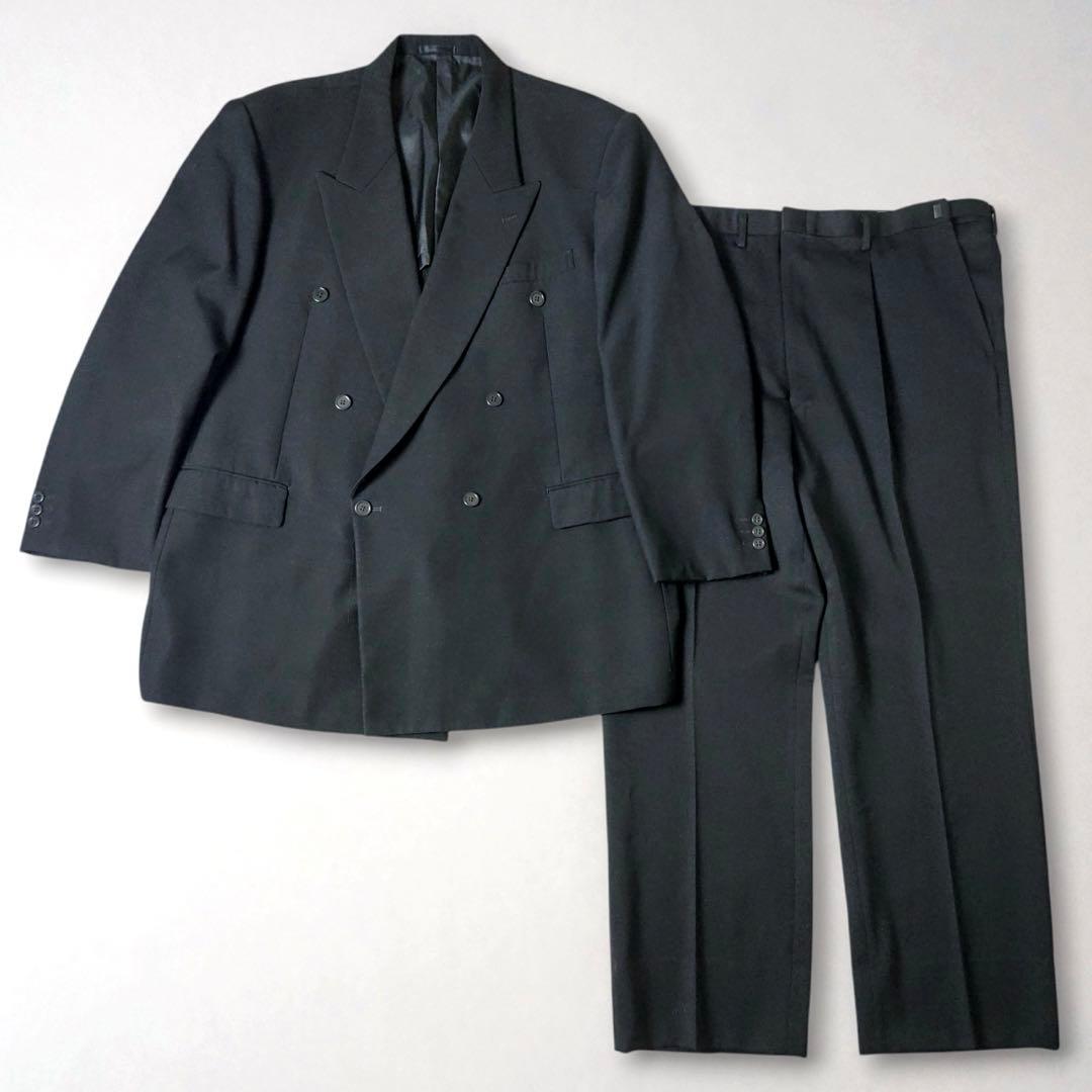 希少サイズ　ブラックフォーマル　スーツセットアップ　黒　ダブル　6L　108E8