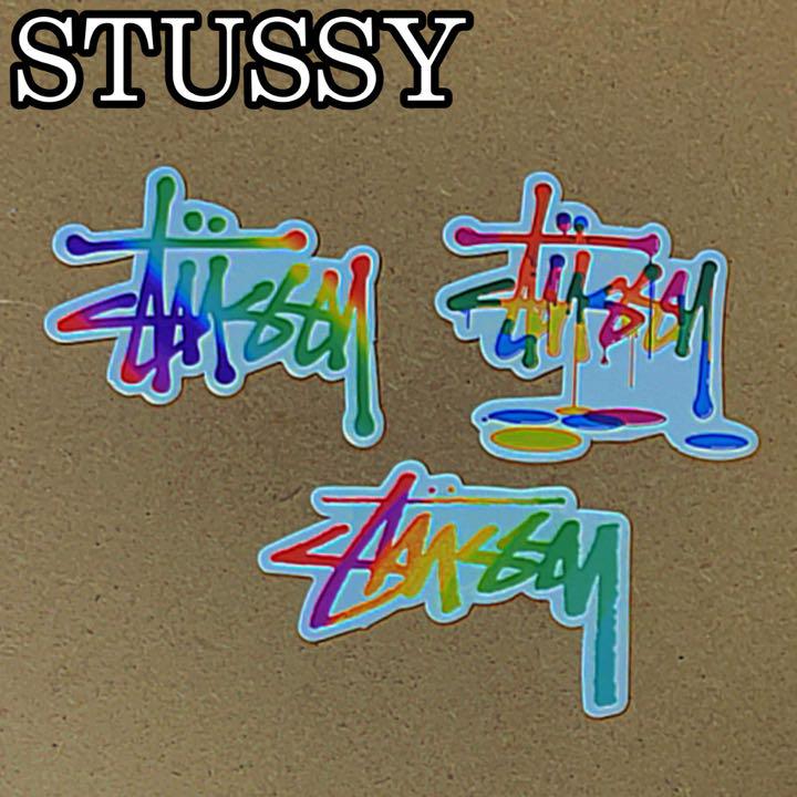 STUSSY ステューシー アウトドア ステッカー 3枚 スケボー メンズ 小物