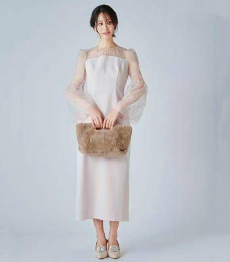 セルフォード　ベルスリーブドレス　38 ピンクベージュ