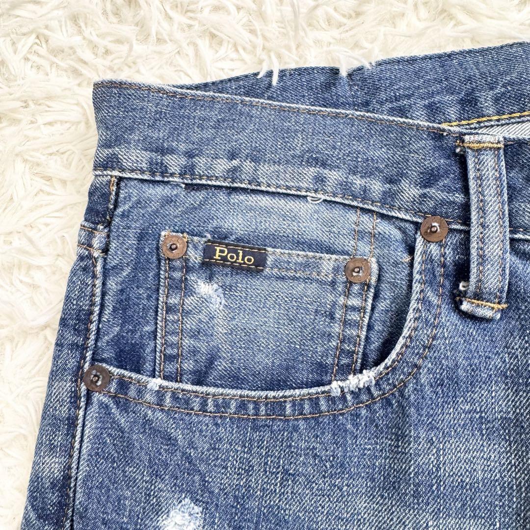 美品】ポロラルフローレン パッチワーク デニム ダメージ加工