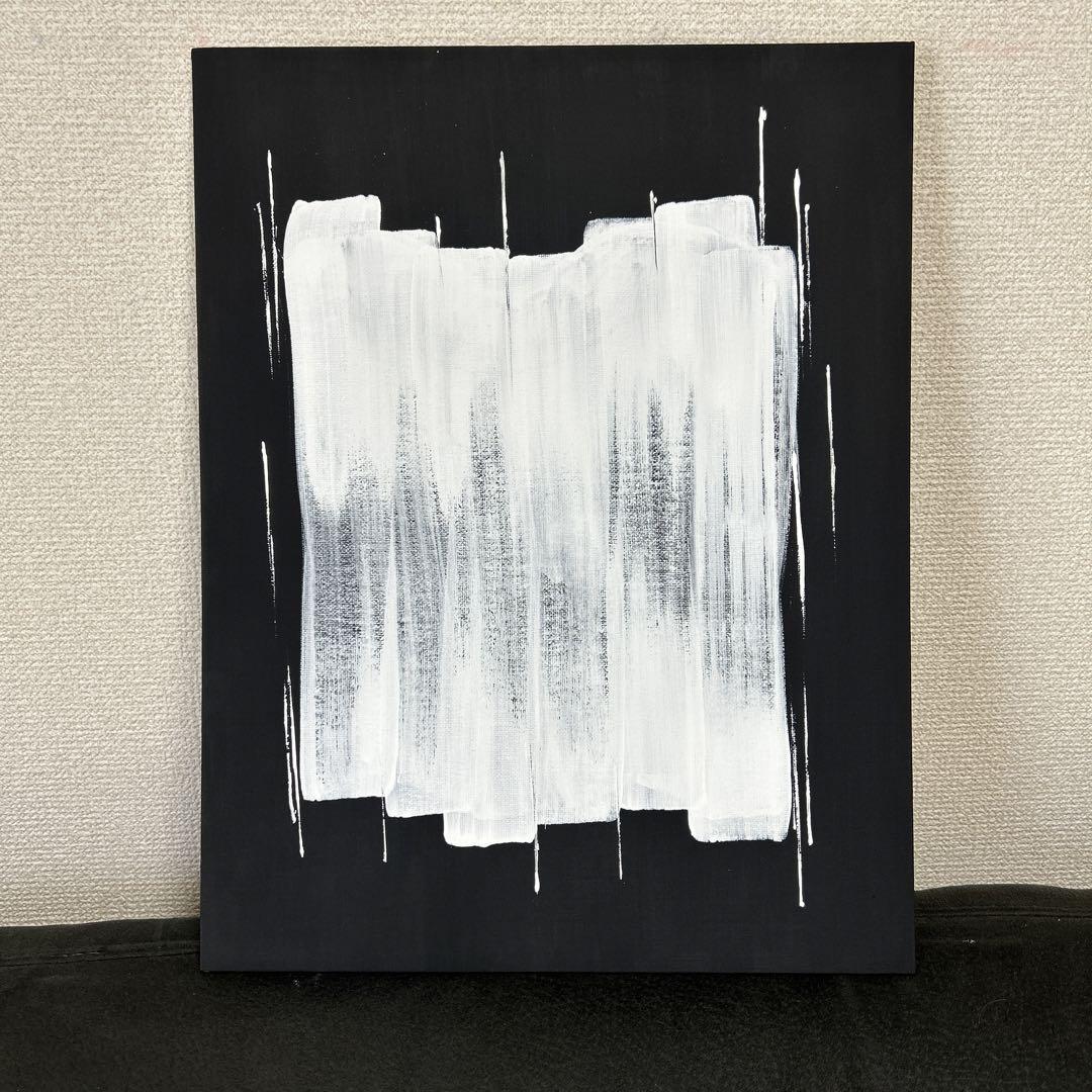 ハンドメイド 抽象画 黒と白 キャンバス-特注モデル