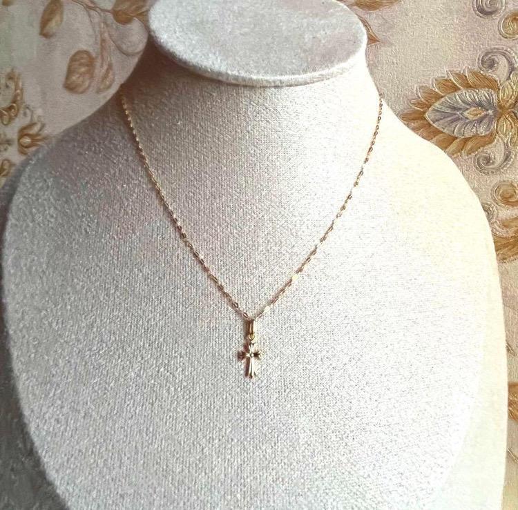 たんぽぽ様☆K18 クロス ネックレス トップ 18K 刻印 18金 新品未使用