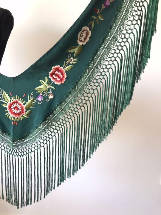 新色☆刺繍】フラメンコ マントンシージョ 刺繍 ダークグリーン 2way