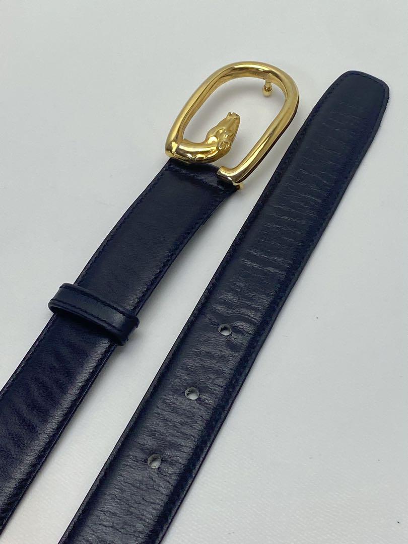 C192 グッチ GUCCI レザーベルト 馬モチーフ ホースバックル 75