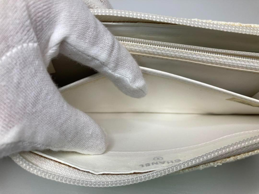 【希少訳あり】CHANEL シャネル　ツイード　マトラッセ　長財布　ホワイト