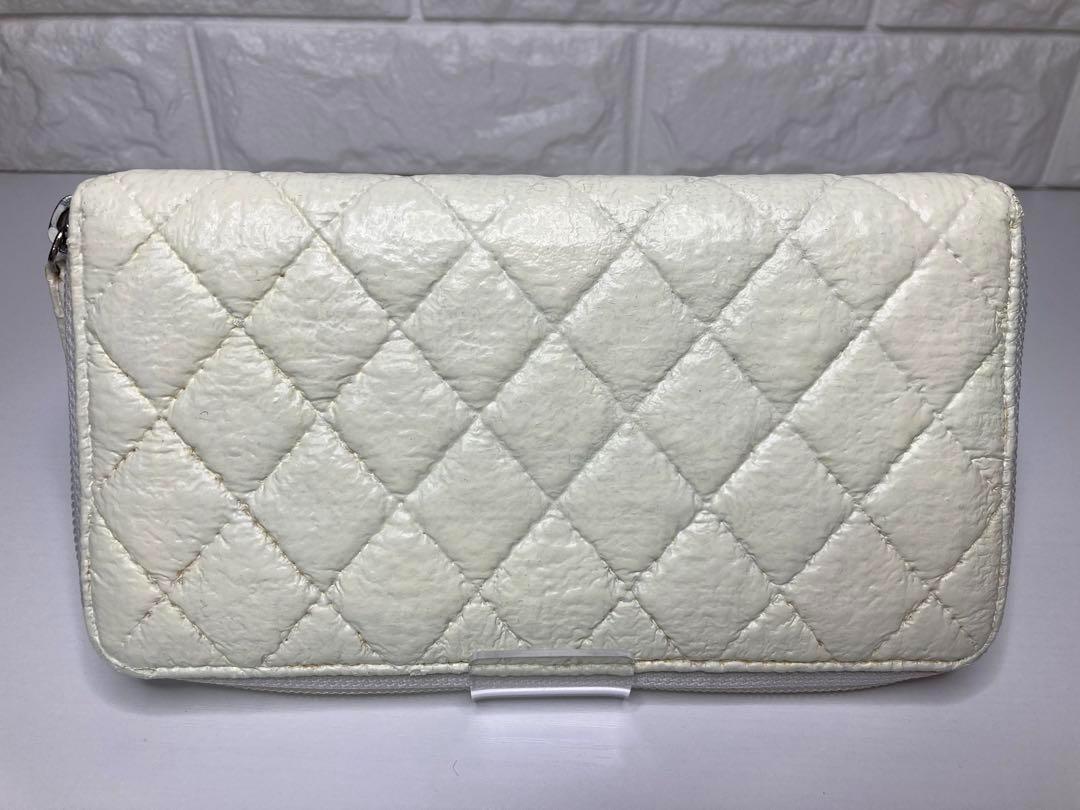 【希少訳あり】CHANEL シャネル　ツイード　マトラッセ　長財布　ホワイト