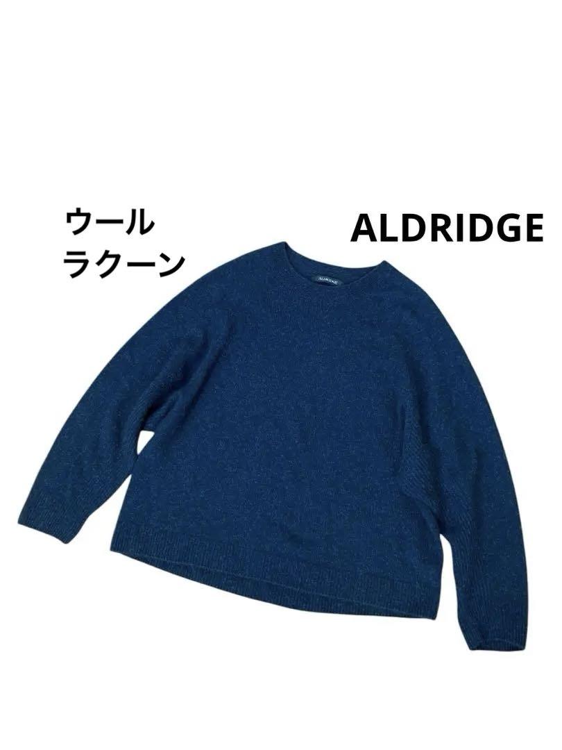 アルドリッジ　ニット　セーター　ウールラクーン混紡　ネイビー　ふわふわトップス