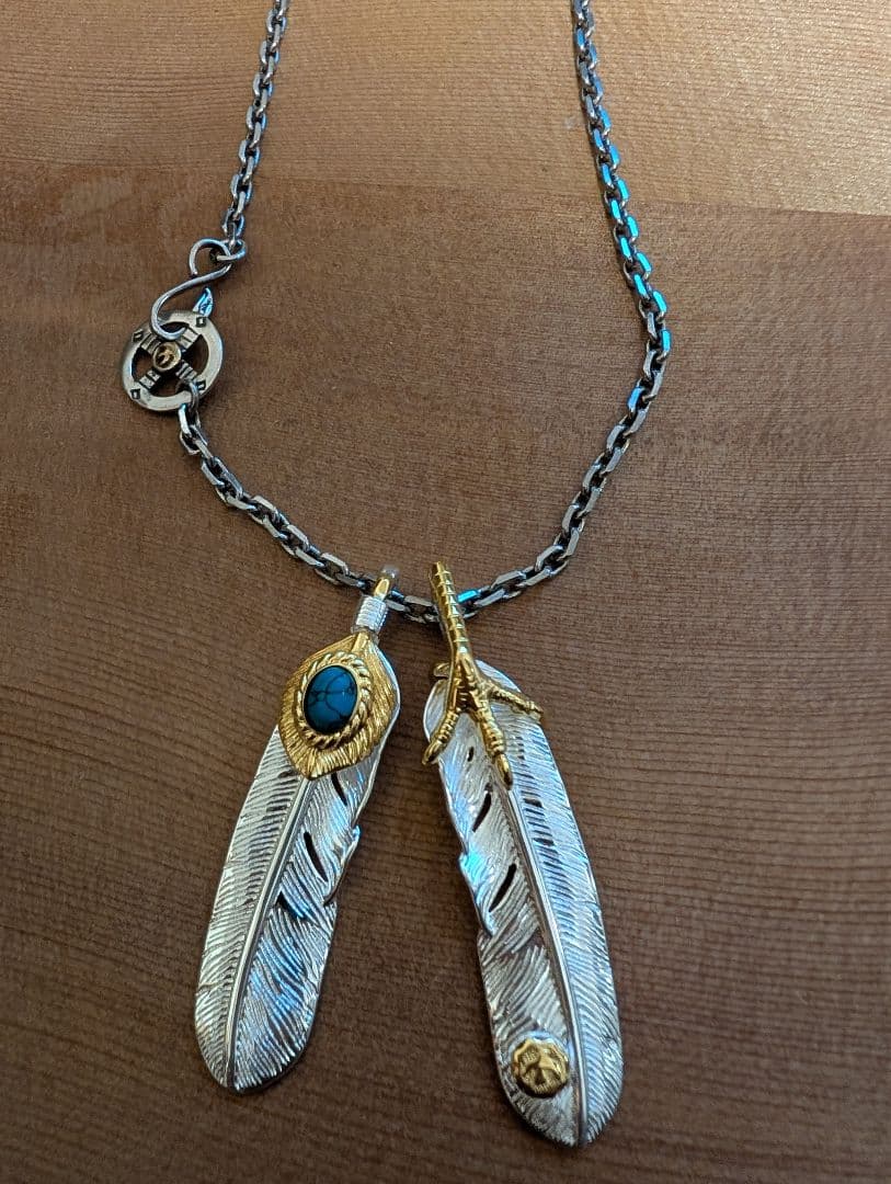 フェザー ネックレス シルバー ゴールド