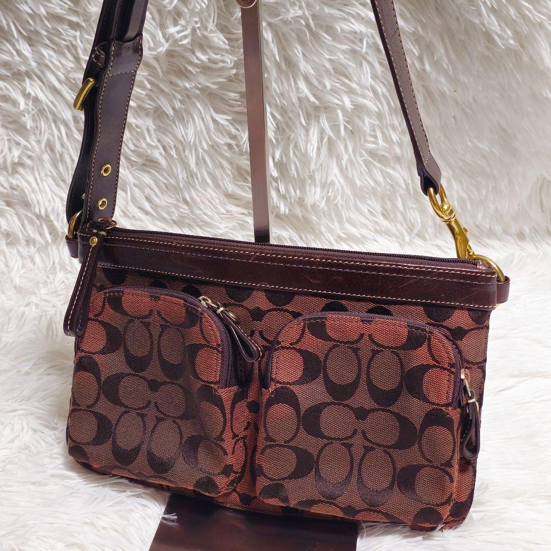コーチ COACH キャンバス ワンショルダーバッグ ダークブラウン 総柄