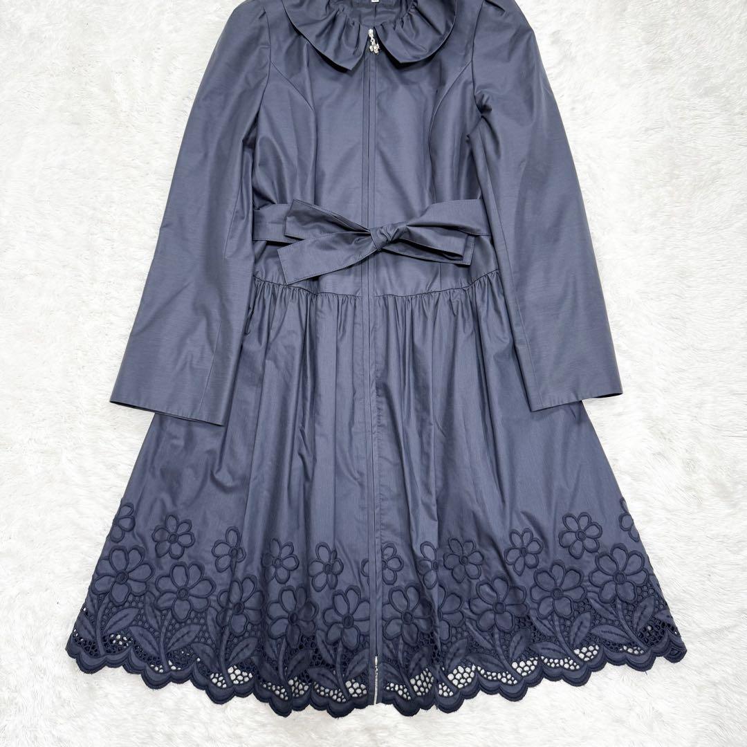 【美品】エムズグレイシー　スプリングコート　花柄 (フラワー)　刺繍レース　38 美品】エムズグレイシー スプリングコート 花柄 (フラワー) 刺繍