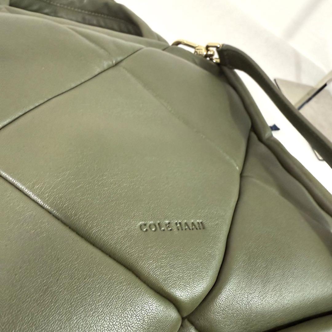 美品　コールハーン ハンドバッグ　カーキ レザー　キルティング 2way