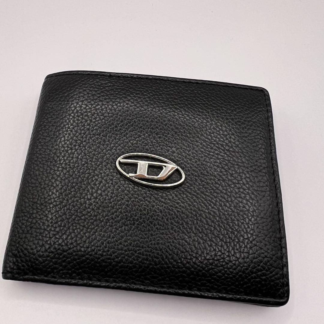 DIESEL 二つ折り財布 レザー ブラック X08844 Dロゴ 財布 革 黒