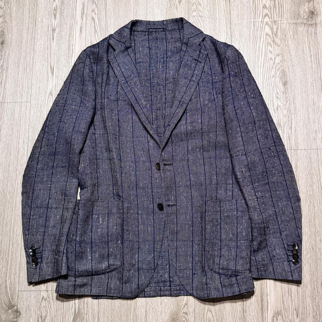 【美品】LARDINI テーラードジャケット リネン×シルク S アンコン 美品✨LARDINI ラルディーニ シルクリネンテーラードジャケット