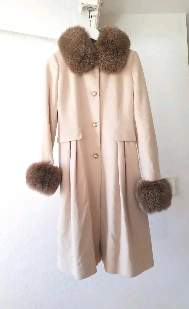 【高品質】 【Harrods】ハロッズ アンゴラ混 ロングコート グレー size2 - ロングコート