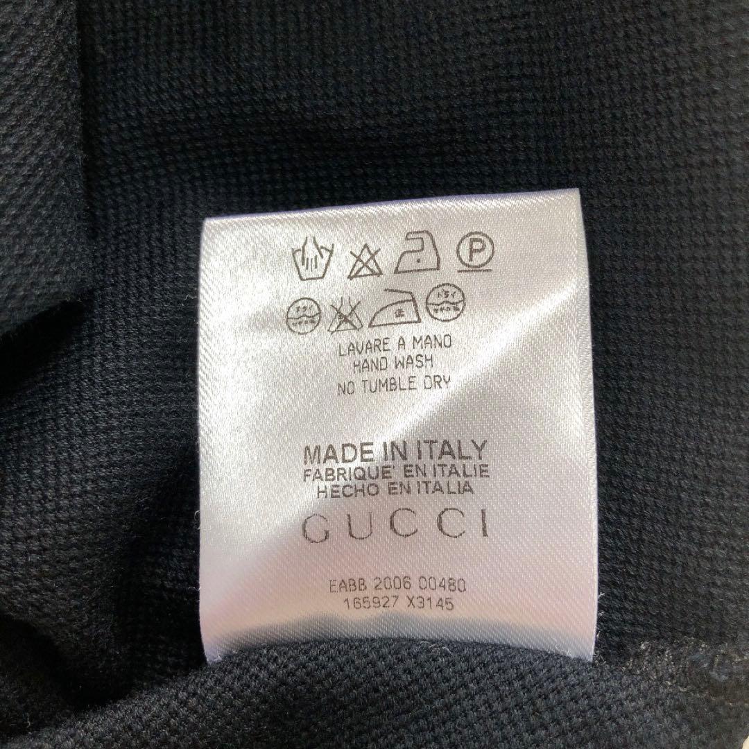 GUCCI*グッチ 半袖ポロシャツ 鹿の子 フリル襟 ロゴ ブラック S-M相当 GUCCI*グッチ 半袖ポロシャツ 鹿の子 フリル襟 ロゴ ブラック S-M相当